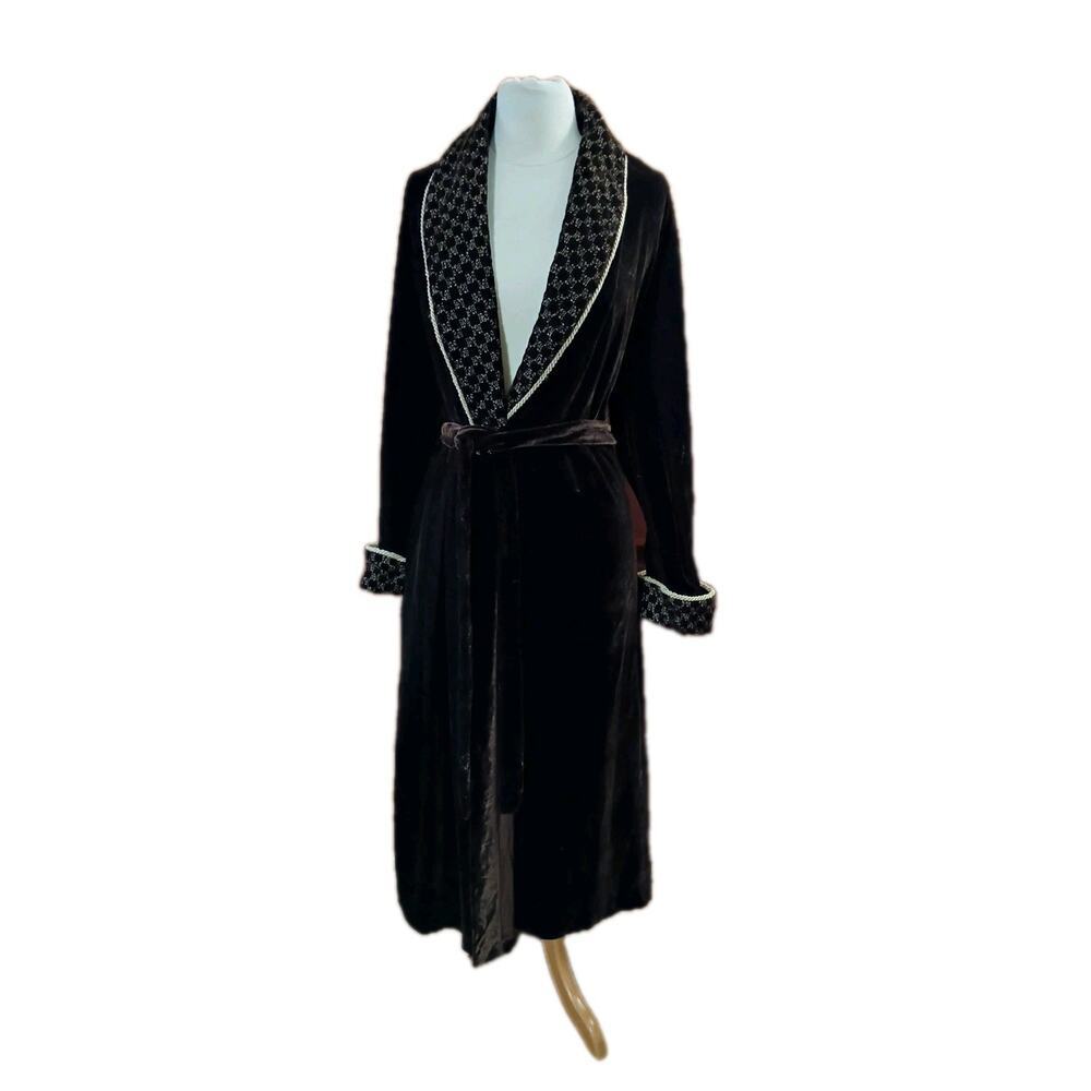 Jasmine Rose Signature Velvet Embroidered‎ Robe Women's Sz XL Brown Gold Luxe